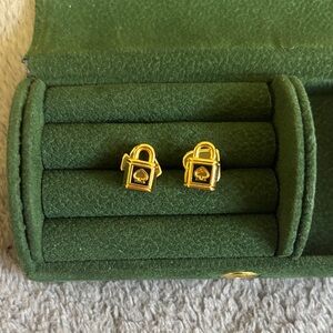 NEW Gold and Black Padlock Kate spade Earrings